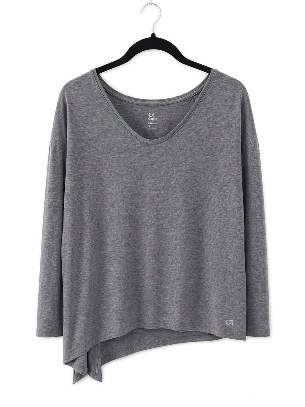 GapFit Breathe Women's V-Neck Long Sleeve Asymmetric Hem Tunic Top